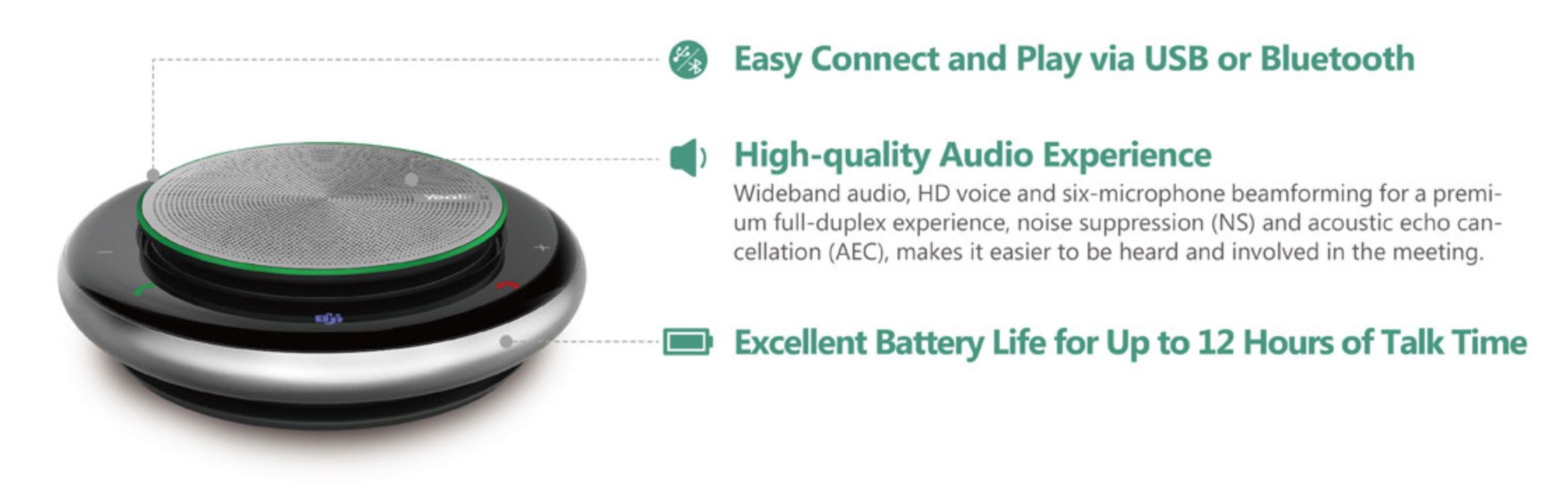 Yealink MSFT - CP900 UC USB/Bluetooth Conference Phone inclusiv BT50 - CP900-UC-BT50