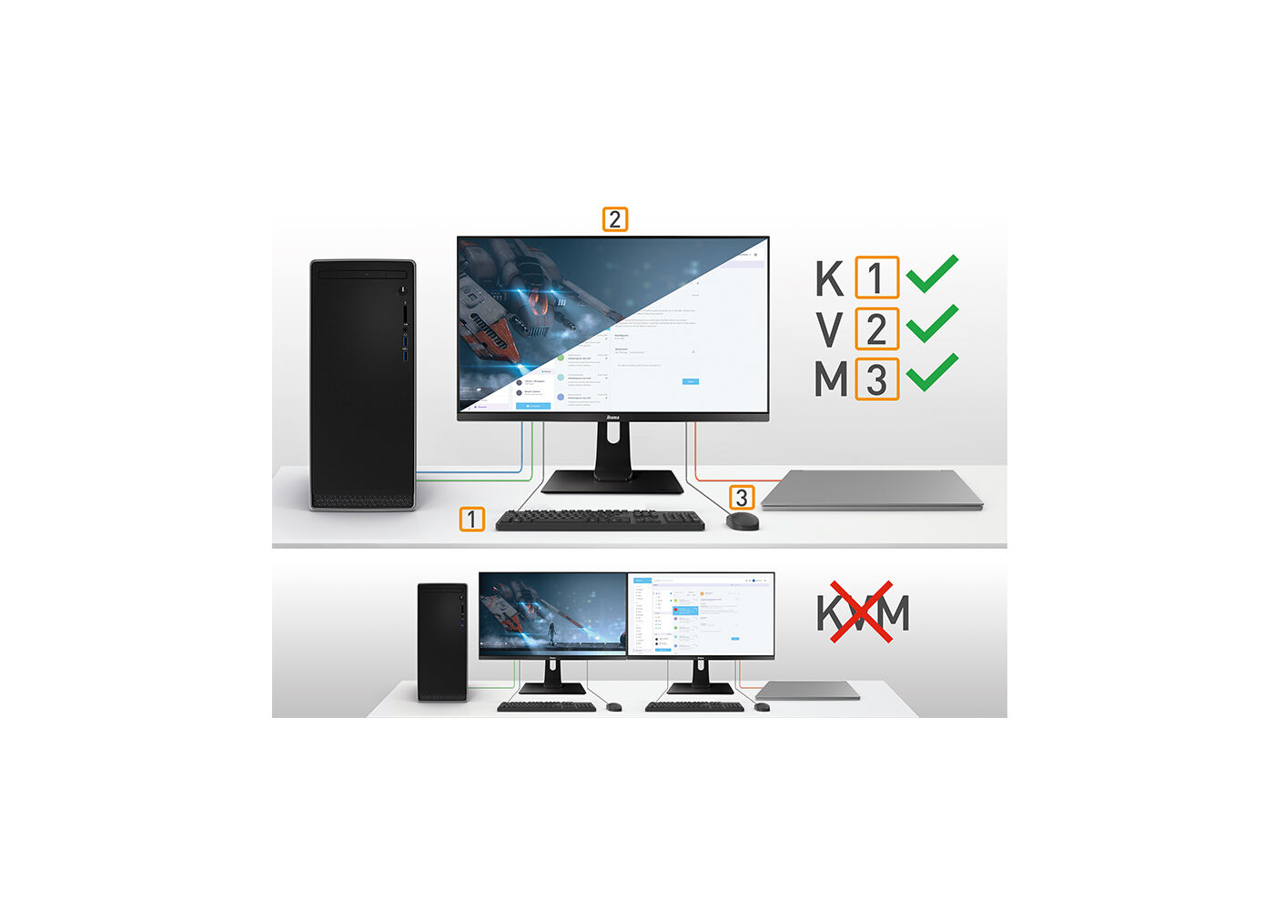 iiyama TFT 31,5"/80,0cm iiyama ProLite XUB3293UHSN *negru* KVM-Switch, USB-C-Dock si LAN Anschluss - imaginea 3