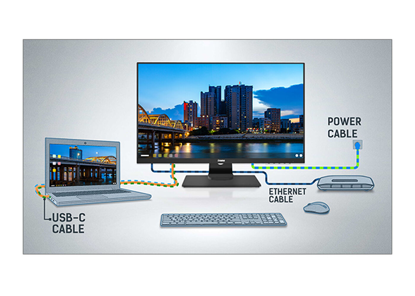 iiyama TFT 31,5"/80,0cm iiyama ProLite XUB3293UHSN *negru* KVM-Switch, USB-C-Dock si LAN Anschluss - imaginea 4