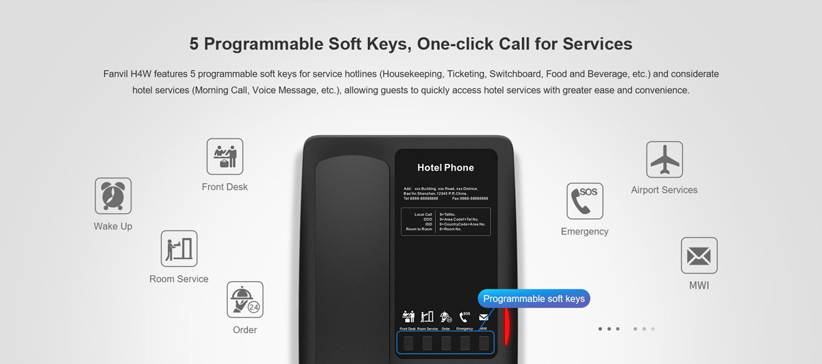 Fanvil H4-Black, H4 Black Hospitality Phone/SIP - imaginea 4