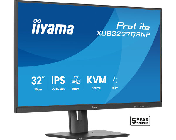 iiyama TFT 32,0"/80,0cm iiyama ProLite XUB3297QSNP *negru* KVM-Switch, USB-C-Dock si LAN Anschluss