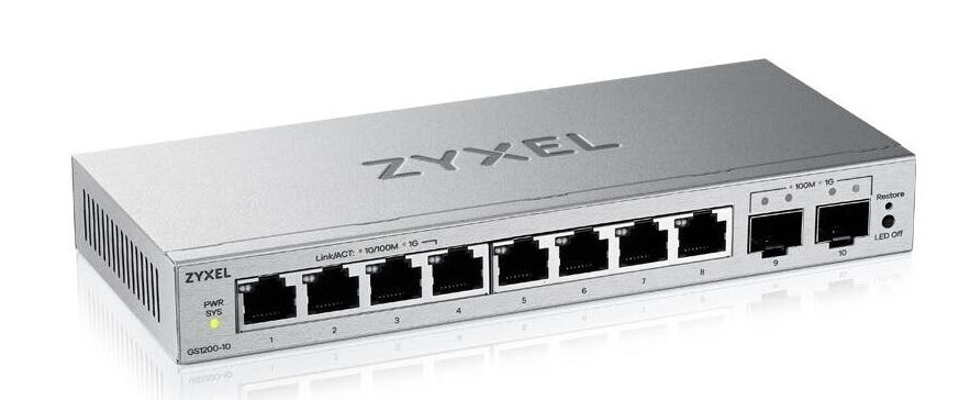 Zyxel Switch smart managed Layer2 8 Port - 10x 1 GbE - 2x SFP - Desktop - fara ventilator - GS1200-10V3