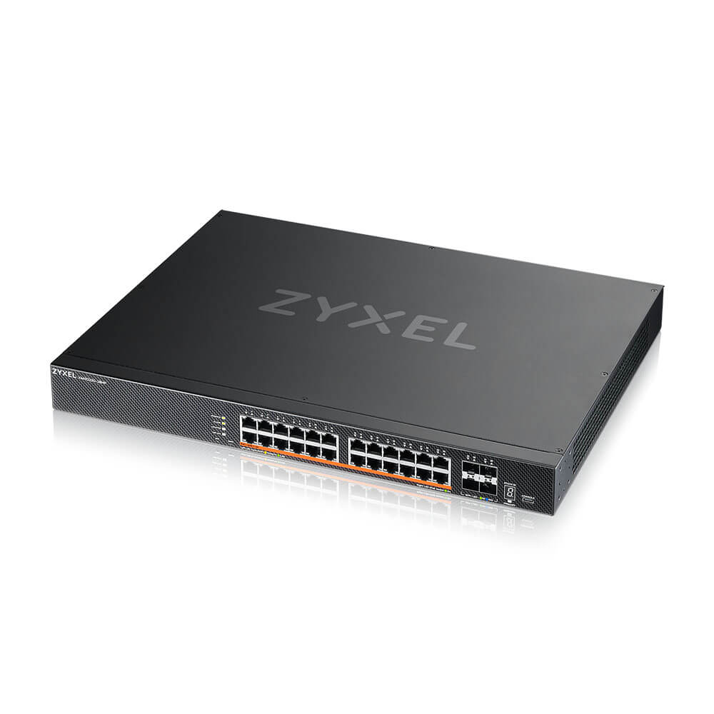 Zyxel Switch full managed Layer3 28 Port - 24x 2.5 GbE - PoE Budget 700/1440 Watt - 4x 10 Gb SFP+ - 19" - NebulaFlex Pro - XMG2230-28HP