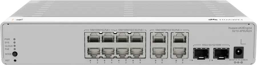 Huawei Datacom Huawei Switch full managed L2 14 Port - 4x GbE + 8x 2,5 GbE - PoE Budget 128W - 8x PoE at + 4x PoE bt - 2x SFP+ - S210-4P8UN2X - eKit - imaginea 3