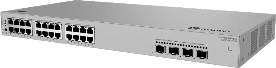 Huawei Datacom Huawei Switch full managed L2 28 Port - 24x GbE - PoE Budget 195W - 24x PoE at - 2x 2,5GbE SFP + 2x SFP+ - 19" - S220S-24LP4JX - eKit