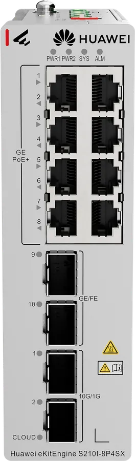 Huawei Datacom Huawei Switch industrial full managed L2 12 Port - 8x GbE - PoE Budget pana la 240W - 8x PoE at - 2x GbE SFP + 2x SFP+ - DIN - S210I-8P4SX - eKit - imaginea 3