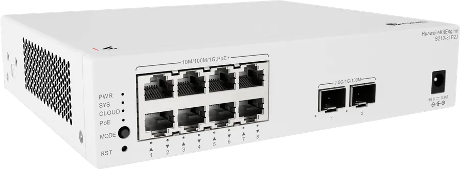 Huawei Datacom Huawei Switch full managed L2 10 Port - 8x GbE - PoE Budget 32W - 8x PoE at - 2x 2,5GbE SFP - S210-8LP2J - eKit