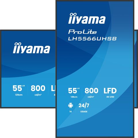 iiyama TFT 55,0"/138,7cm iiyama ProLite LH5566UHSB-B1AG - 24/7 *negru* 16:9