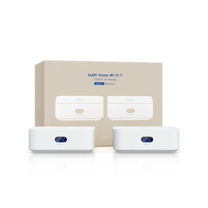 Ubiquiti Express 7 - UniFi OS Console - 2.3 Gbps IDS/IPS - 1x 10 GbE - 1x 2,5 GbE - 30+ Devices - WIFI7 - BE10600 - 2er Pack - UX7-2