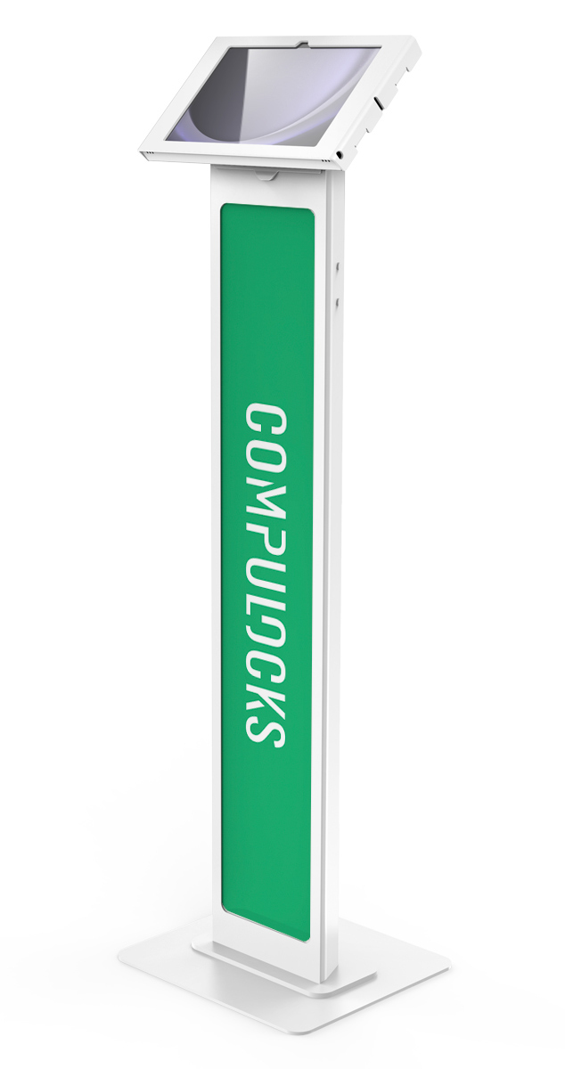 GALAXY TAB A9+ APEX ENCLOSURE/BRANDABLE FLOOR STAND - WHITE
