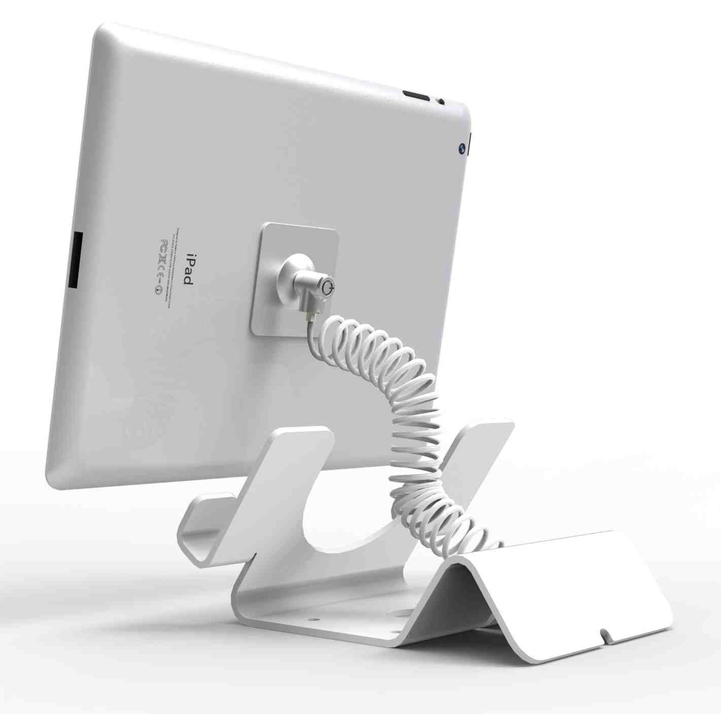 UNIVERSAL TABLET HOLDER WHITE/WITH COILED CABLE LOCK WHITE