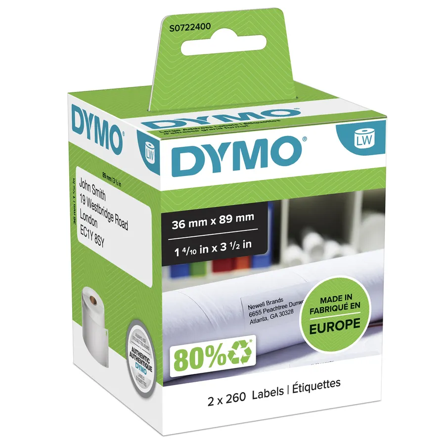 LW-LABELS 36X 89MM SHIPPING/WHITE 2X 260 PCS