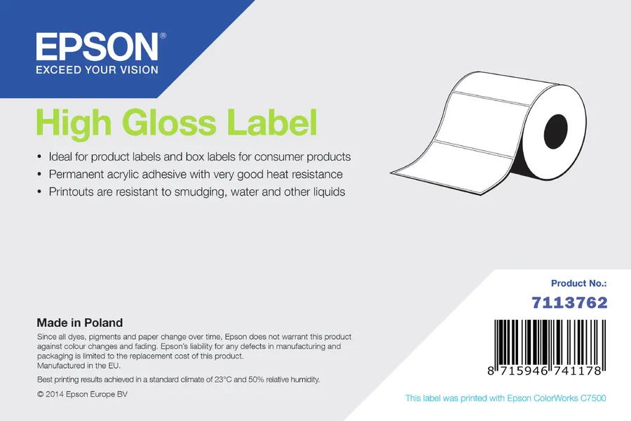 HIGH GLOSS LABEL DIE-CUT ROLL/76MM X 127MM 960 LABELS
