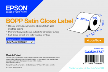 BOPP SATIN GLOSS LABEL/CONTINUOUS ROLL 203MMX68M