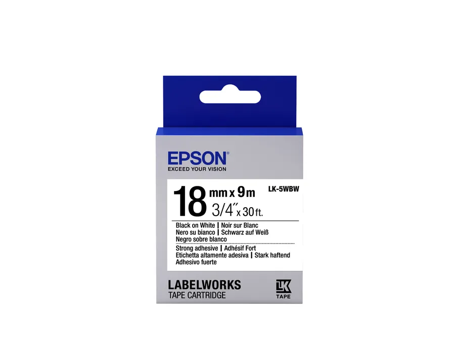 Eposon Label Cartridge Strong Adhesive LK-5WBW Black/White 18mm (9m)