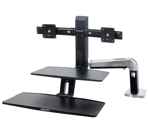 WORKFIT-A WITH SUSPENDED KEYBRD/DUAL 5IN WS POLISHED ALUMINUM