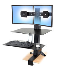 WORKFIT-S SINGLE HD BLACK/DUAL MONITOR WITH WORKSURFACE+