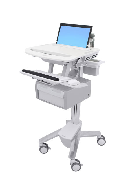 STYLEVIEW LAPTOP CART/TALL DOUBLE DRAWER