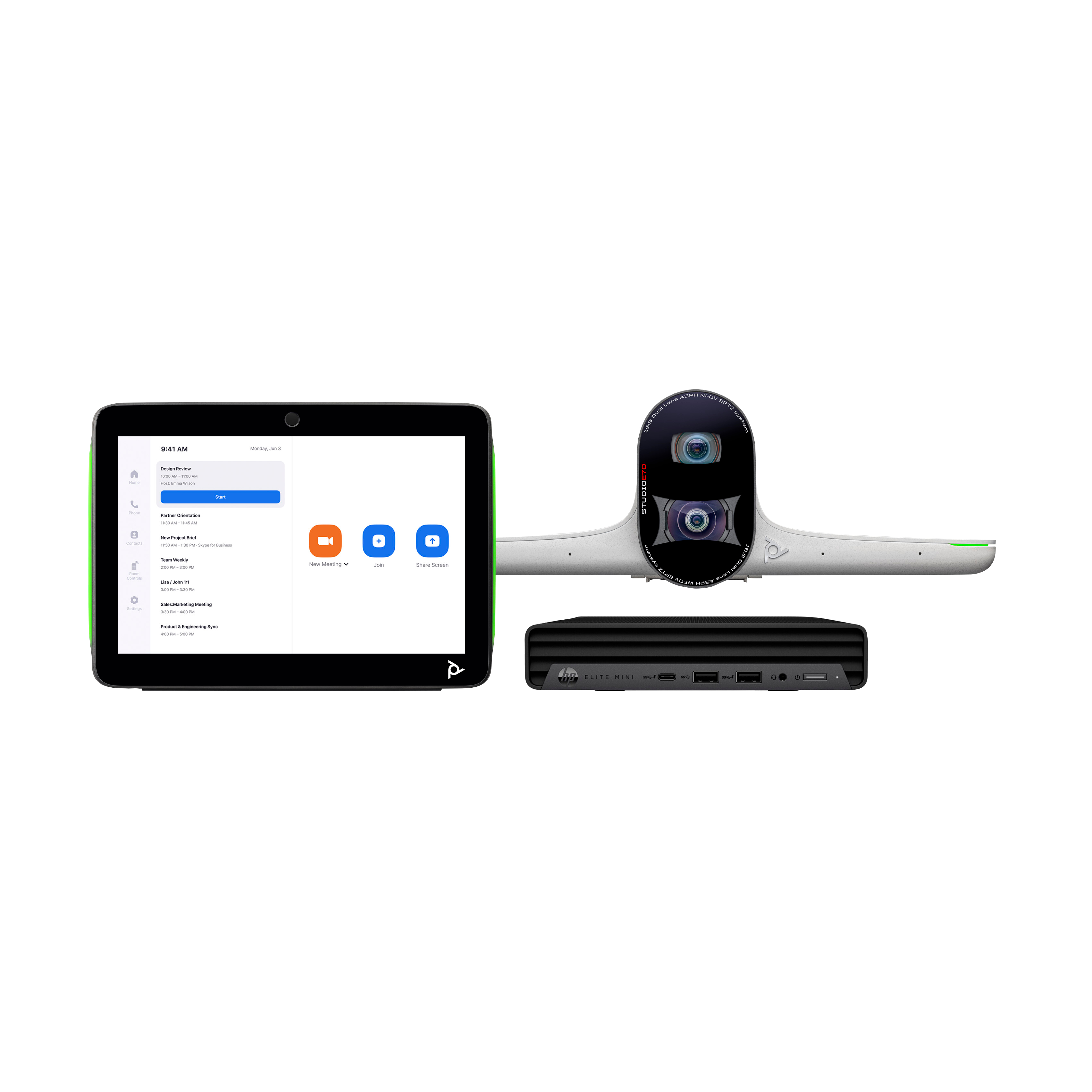 Poly Studio Large Room Bundle for Zoom Rooms: Studio E70 Smart Camera and HP PC w/TC10 (ABB)