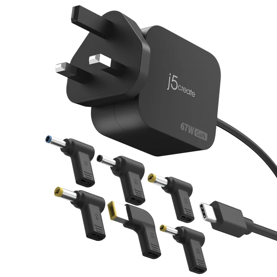 67W GAN PD USB-C MINI CHARGER/UK PLUG 6 TYPES OF DC CONNECTOR