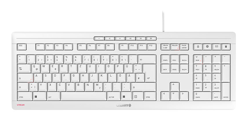 CHERRY STREAM KEYBOARD GERMANY/WHITE-GREY