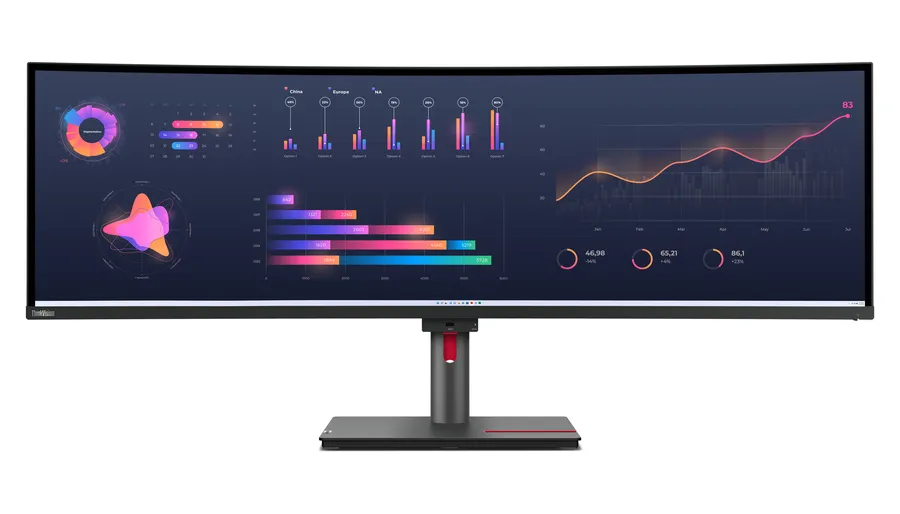 Lenovo Monitor ThinkVision P49w-30 49" 32:9 IPS 5120 x 1440 Curved 4ms 350cd 2000:1 60Hz Dock Speakers Tilt Swivel Lift