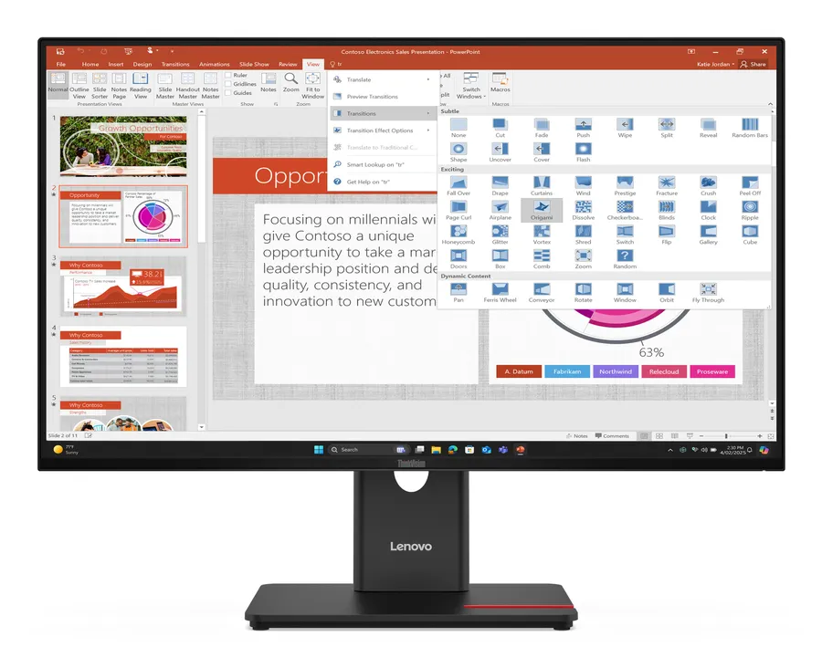 Lenovo Monitor ThinkVision T27-40 27" IPS FHD AG 4ms 300cd 1500:1 120Hz HUB Tilt Swivel Lift Pivot