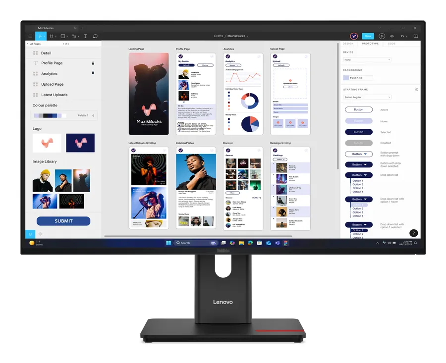 Lenovo Monitor ThinkVision T32UD-40 31,5" IPS 4K UHD 4ms 350cd 1500:1 60Hz Dock HUB Tilt Swivel Lift Pivot