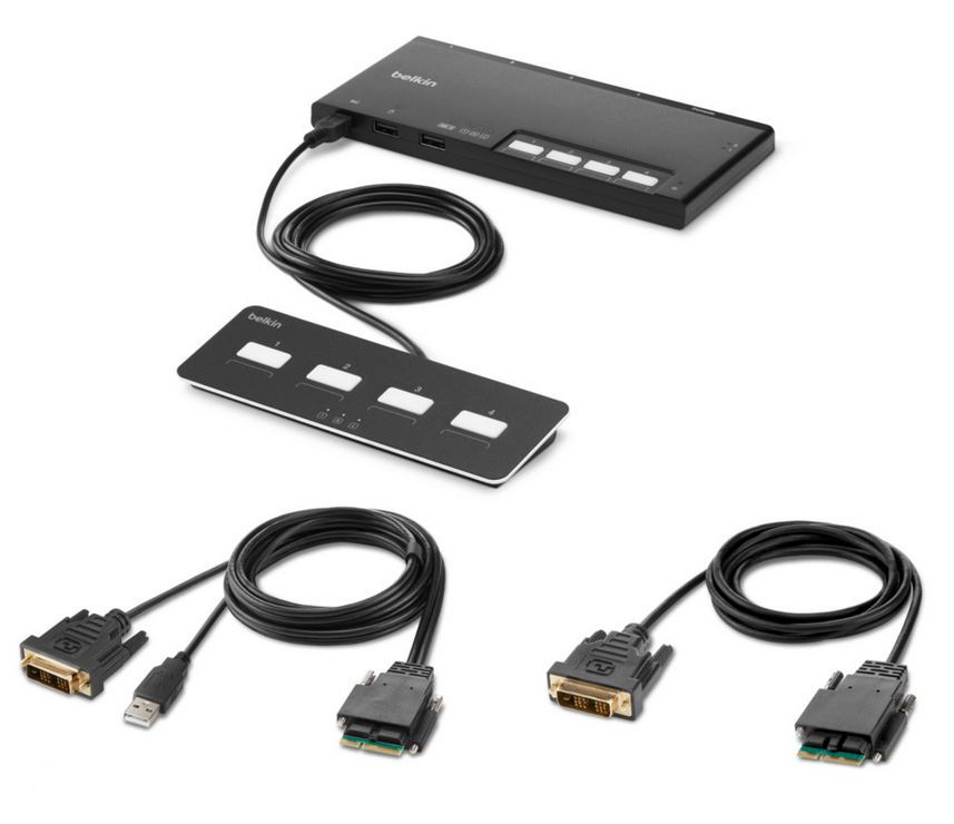 4-PORT SINGLE HEAD DVI MODULAR/SECURE KVM SWITCH PP4.0 W/REMOTE
