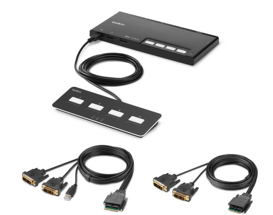 4-PORT DUAL HEAD DVI MODULAR/SECURE KVM SWITCH PP4.0 W/REMOTE