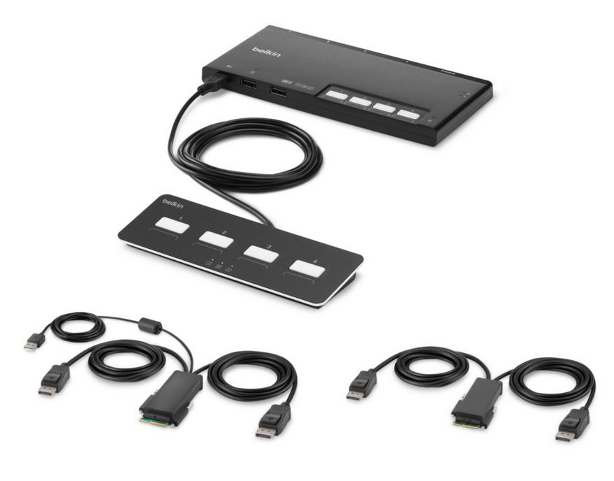 4-PORT DUAL HEAD DP MODULAR/SECURE KVM SWITCH PP4.0 W/REMOTE