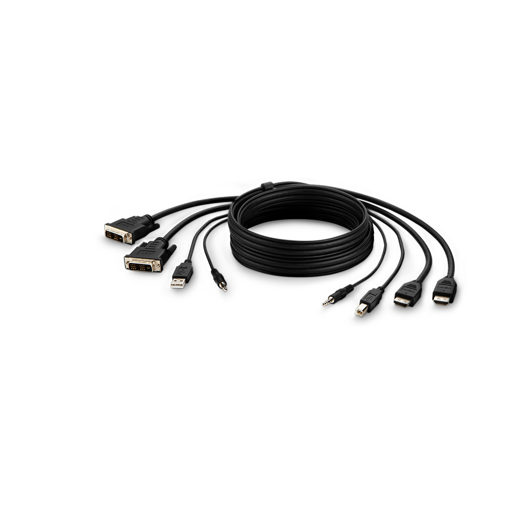DUAL DVI TO HDMI/USB/AUD/CBL VID MM USB A/B 6IN