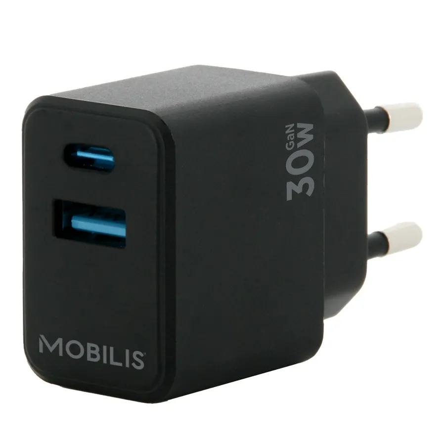 WALL CHARGER - 30W - 1 USB A +/1 USB C - GAN