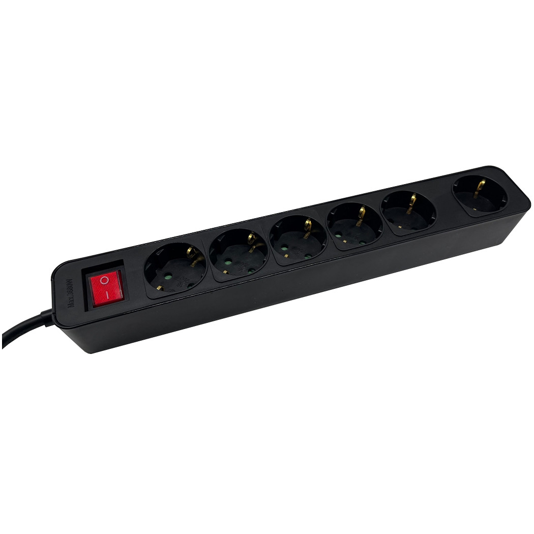 SOCKET STRIP 6S PVC 3M BK ECO/16A/3680W