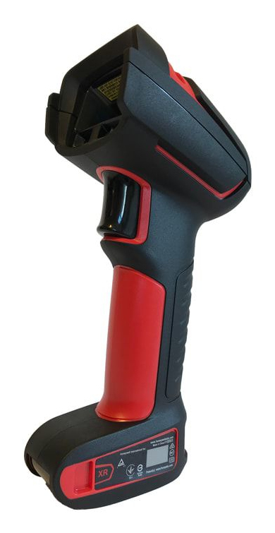 Scanner: Tethered. Ultra rugged/industrial. 1D, PDF417, 2D, SR, with vibration. Red Scanner. (cables not included)